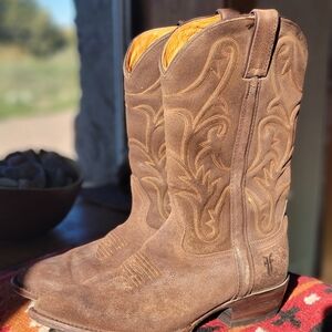 Frye Brown Heeled Cowboy Boots